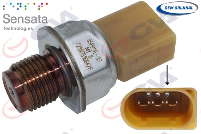 YAKIT BASINC SENSORU 3 FIS POLO - PASSAT - GOLF6 - CADDY - A3 CAY - BKP - BKD 1.6/2.0TDI