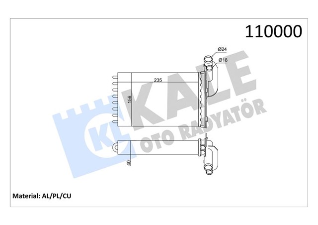 KALORIFER RADYATORU MGN I - CLIO I - R19 234X157X42 2 SIRA CU PL