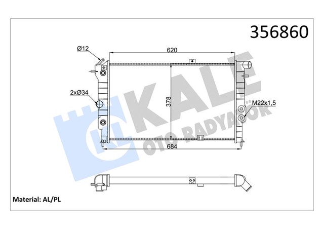 SU RADYATORU OPEL VECTRA A 1.6I 1.8I 2.0I 88 - 95 CALIBRA A 2.0I 94 - 97 AT AC MEKANIK 620X378X34