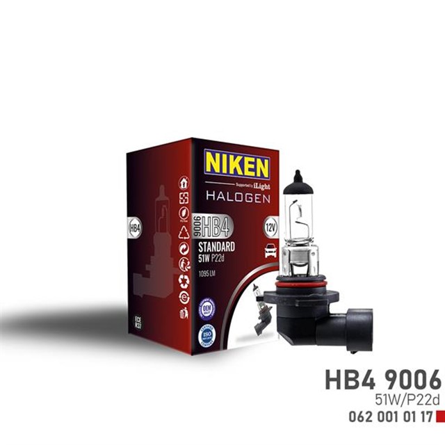 NIKEN 9006 HB4 51W HALOJEN AMPUL P22D 12V