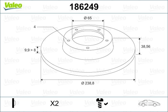FREN DISKI ON X2 AUDI 80 1.3. 1.5 78 - 81