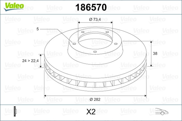 FREN DISKI ON X2 CHRYSLER GRAND VOYAGER 2.5 TD. 3.3 I 92 - 95 ; VOYAGER II 2.5 TD. 2.5 I. 3.3 I