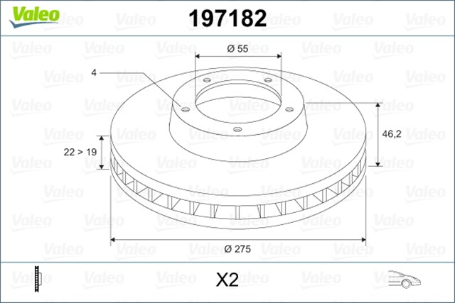 FREN DISKI ON X2 TOYOTA YARIS 2 KSP90/ZSP90 JPN 8/2005 6/2011 / TOYOTA YARIS 3 KSP130/NSP