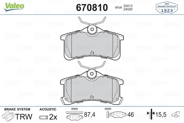X 598810 ARKA BALATA AVENSIS 1.6VVTI 1.8 VVTI - 2.0 VVTI 07/2001 - 02/2003