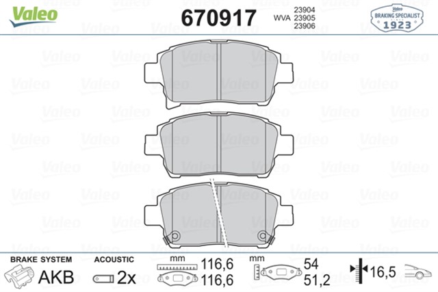 ON BALATA COROLLA 1.4 1.6 1.4VVTI 1.6VVTI 1.8 00 - 07 YARIS 1.3 1.5 1.4D - 4D 99 - 9.05