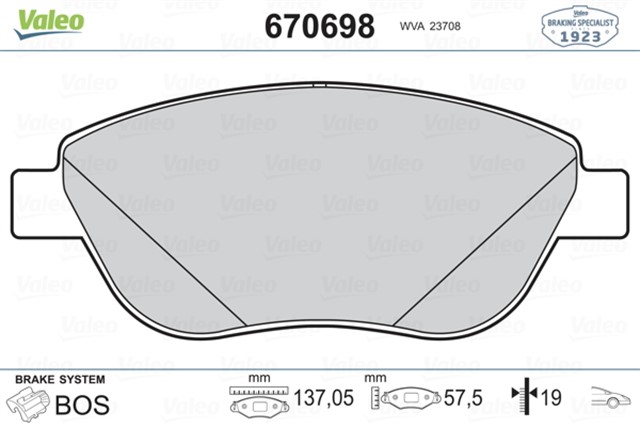 FREN BALATASI ON BUYUK TIP TEK FISLI DOBLO III - LINEA - STILO - PUNTO - CORSA D - 307 - C4 07 - 