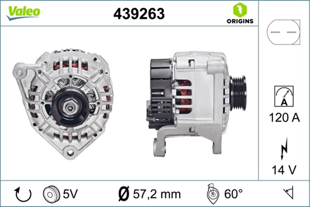 ALTERNATOR 120A PASSAT - VARIANT - A6 96 - 05 - A4 95 - 00 1.6 - 1.8 - 1.8T - 1.8T 20V - 2.0