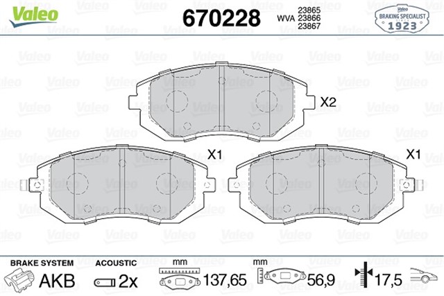 ON BALATA FORESTER 08 - 13 IMPREZA 08 - 12 LEGACY 12 - 14 XV12