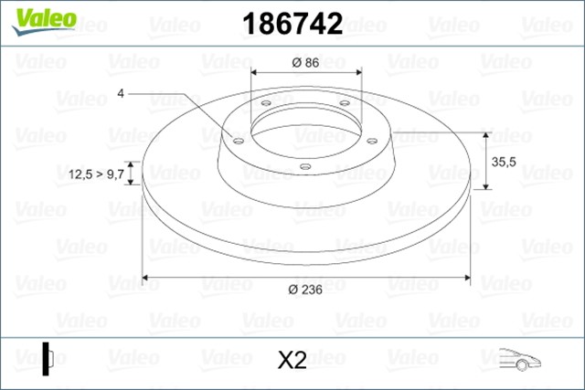 FREN DISKI ON X2 DAEWOO MATIZ 0.8S 0.8 SE 08.98 - 