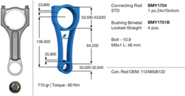 PISTON KOLU BMW N57 D30 N57S F10 12 16 F01 F02 F03 F04 12 15 E70 11 13 F15 13 18 E71 E72 11 15