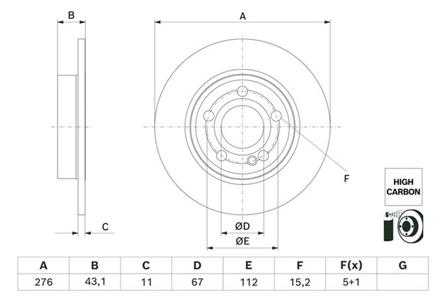 FREN DISKI ARKA MERCEDES W177 W247 C118