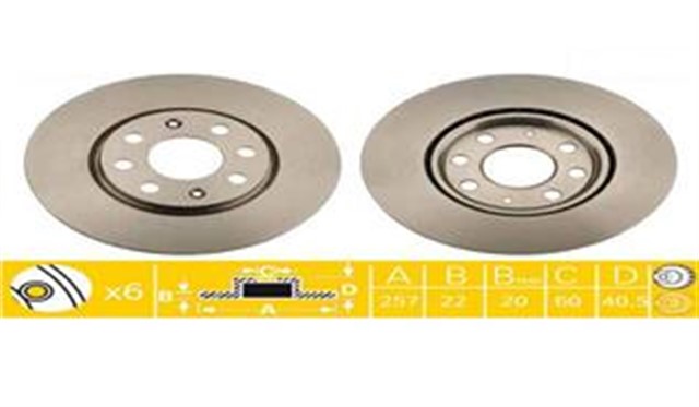 ON FREN AYNASI CORSA D 07 CORSA E 14 ADAM 13 PUNTO EVO - GRANDE PUNTO 05 257X22X4DL HAVALI 14INC 55700921