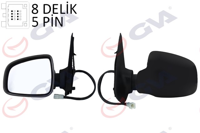 DIS DIKIZ AYNASI SOL SANDERO STEPWAY 12 ELEKTRIKLI SIYAH KAPAK KONVEKS VM - 6804EHL