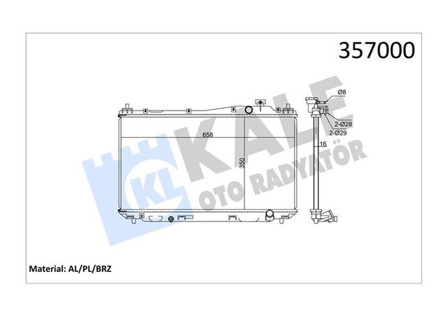 RADYATOR CIVIC VII MEKANIK AL/PL/BRZ 350X658X16