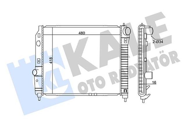 RADYATOR CHEVROLET KALOS - AVEO AL/PL/BRZ 480X418X16