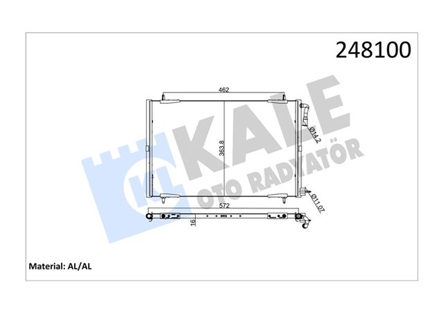 KLIMA KONDENSERI 206 98 1.1 - 1.4 - 1.6 - 2.0 - 1.4HDI - 1.6HDI 556X364X16
