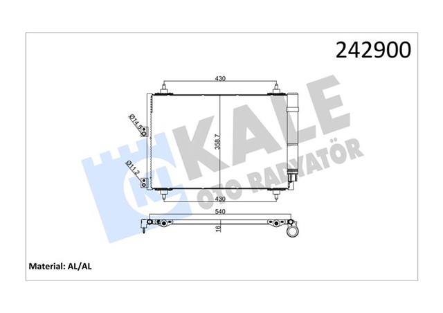 KLIMA KONDENSERI BERLINGO 06 XSARA 04 PARTNER 06 1.6HDI 530X362X16 1 SIRA ALB SISTEM