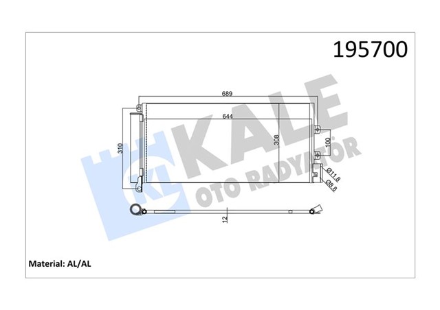KLIMA KONDENSERI LINEA 1.3 JTD 628X305X12 1 SIRA ALB SISTEM