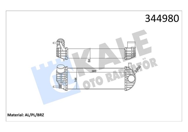 TURBO RADYATORU INTERCOOLER KNG 1.5 DCI 08 385X143X64 AL/PL/BRZ