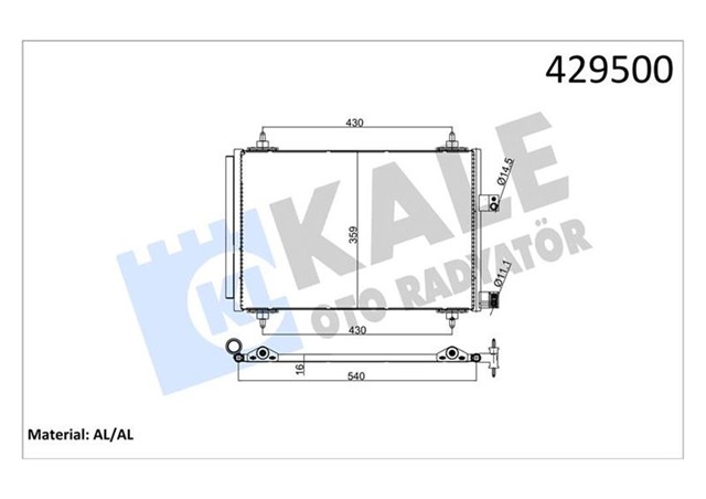 KONDENSER AL/BRZ CITROEN C5 04 C6 05 407 04 1.8 - 2.0 - 2.2 - 3.0 - 1.6HDI - 2.0HDI - 2.2HDI