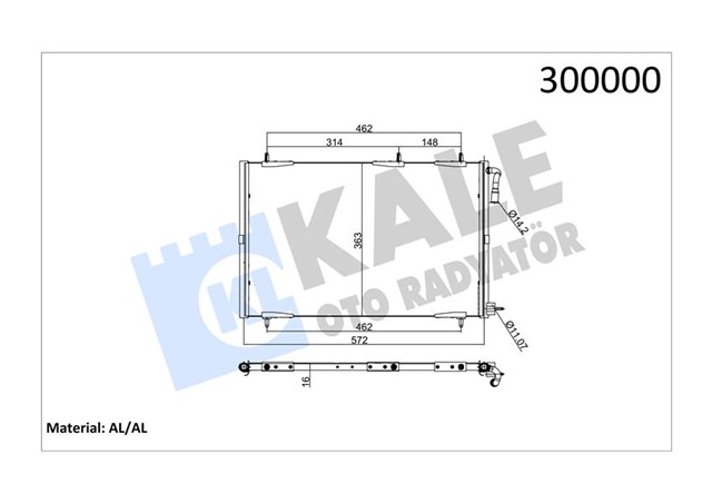 CONDENSER PEUGEOT 206 1.1/1.4/1.6/2.0 MT KURUTUCUSUZ 552X363X16 6455W6 - 6455X9
