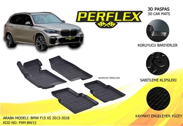 PASPAS 3D X - MAT HAVUZLU BMW F15 X5 14 SIYAH