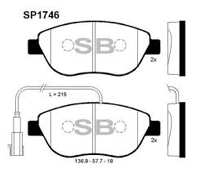 FREN BALATASI ON BUYUK TIP TEK FISLI DOBLO III - LINEA - STILO - PUNTO - CORSA D - 307 - C4 07 - 