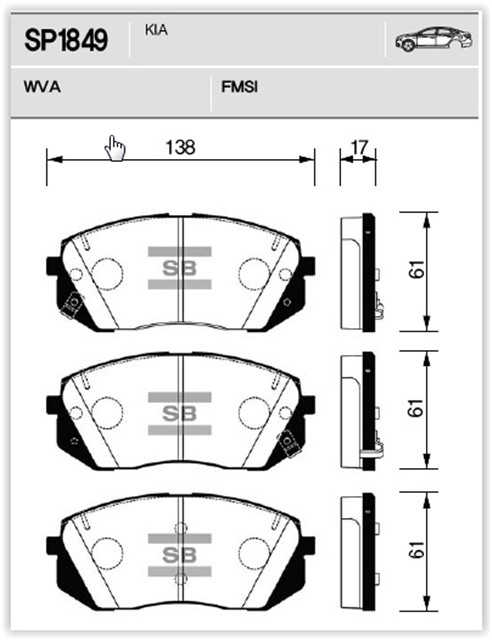 ON BALATA HYUNDAI IX35 10 I40 1.6 1.7 CRDI 2.0 11 KIA SPORTAGE 2.0GDI 14