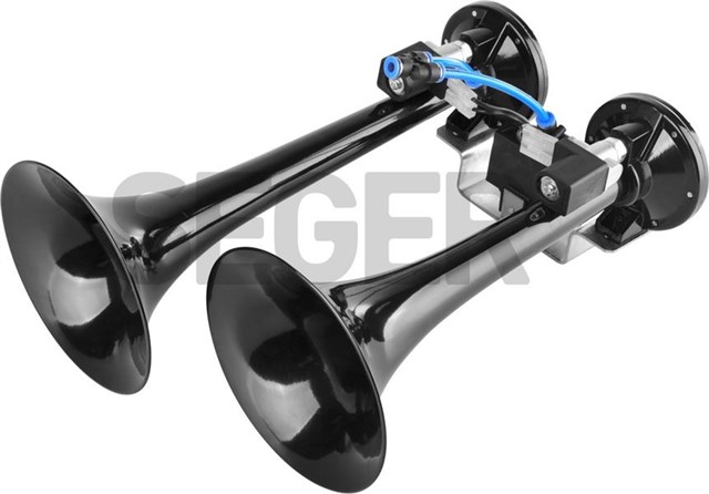 BUYUK 2 BORULU - MELODILI - 12V TREN KORNASI - SIYAH BOYALI