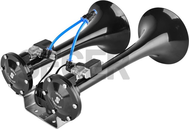 BUYUK 2 BORULU - MELODILI - 24V TREN KORNASI - SIYAH BOYALI