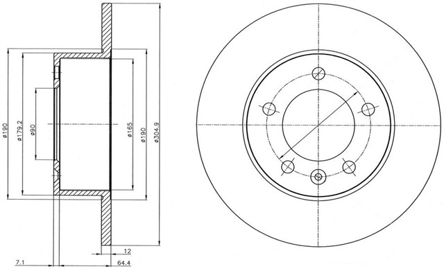 ARKA FREN AYNASI RENAULT MASTER III 10 OPEL MOVANO B 10 2.3DCI 305X12X90X72X5DL TEK TEKER