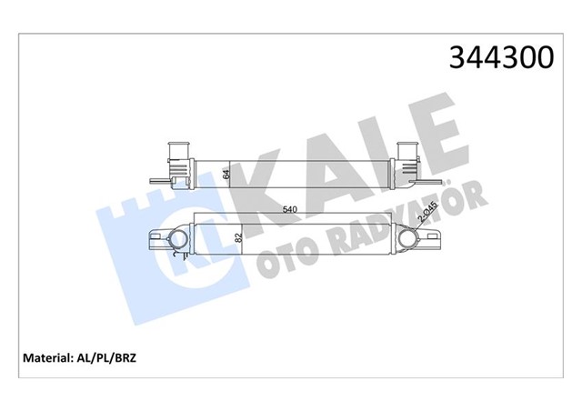 TURBO RADYATORU INTERCOLLER NEMO - BIPPER - FIORINO 1.3JTD - BIPPER - NEMO 1.4HDI 540X82X64 AL - PL - BRZ