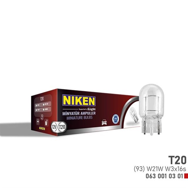 NIKEN T20 DIPSIZ AMPUL 93 W21W W3X16S 12V 10LU