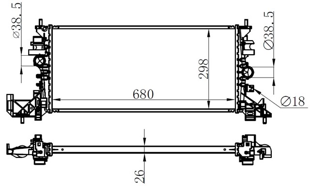 RADYATOR AL/BRZ OPEL ASTRA K B16 1.0 1.2 1.4 1.6 TURBO 1.5CRDI 1.6CDTI 15 MT