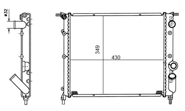 RADYATOR NORMAL R19 1400CC - 1.6 KARBURATORLU 2 SIRA AL PL SISTEM