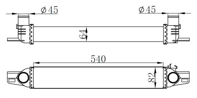 TURBO RADYATORU INTERCOOLER PEUGEOT BIPPER - CITROEN NEMO 1.3HDI - 1.4HDI 08 FIORINO 1.3 DMTJ 08 540X82X64MM