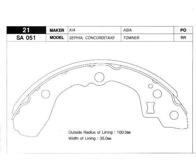 PABUC BALATA ARKA KAMPANA KIA SEPHIA 92 - 97 TOWNER 92