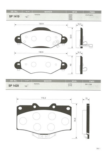 BALATA ON DISK TOYOTA LAND CRUISER J7 - J8 98 RUNNER 2.4 90 - 96 GDB1154 - GDB3383