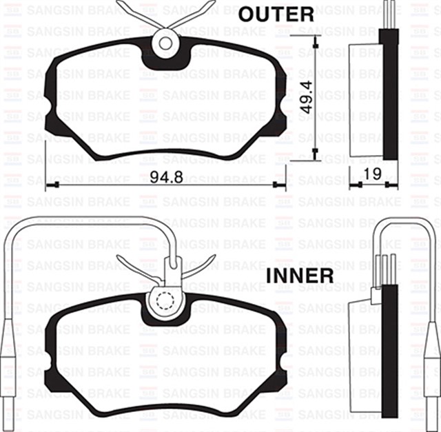 ON BALATA P306 2.0 S16 93 - 97 - P405 1.6I - 1.8I - 2.0I - 1.9 SRI - 2.0 FISLI GDB793 - GDB1039