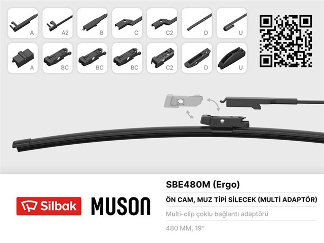 SILECEK SUPURGESI MUZ TIPI 480MM A. BC.C2.D VE U TIPI KOLLAR ICIN MULTI ADAPTORLU