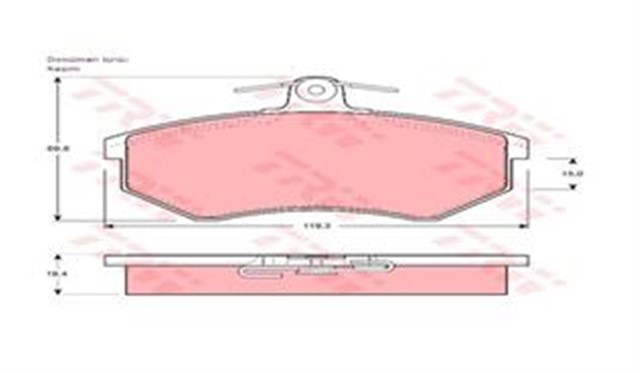 ON BALATA PASSAT 1.8 88 - 96 AUDI 80 A41.6 1.9TDI 95 - 10 119.3X69.6X19.4 MM GDB854