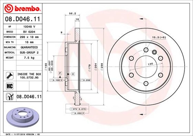 FREN DISKI ARKA MERCEDES SPRINTER B907 B910 18 ELEKTRONIK PARK FRENI