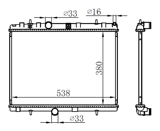 RADYATOR C - ELYSEE - C3 - C4 - C5 I - P207 - P208 - P301 - P307 - P308 - P407 - P3008 - P5008 - RCZ 09 MT 380X538X16