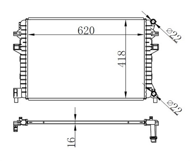 SU RADYATORU [620X395X16 MM] GOLF7 - PASSAT - A3 - LEON CJZB - CYVA - CJZA - CYVB - CPVA - CPTA - CHPA - CLHA - CLHB - CRKA - CRKB 1.2 - 1.4 TSI - 1.6 TDI 13 - 
