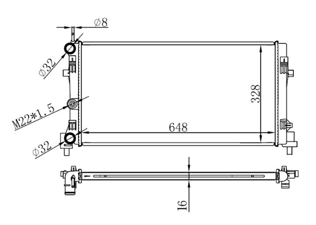 RADYATOR BRAZING A1 - IBIZA V - POLO 1.2 - 1.4 - 1.6 09 AC KLIMASIZ MEK 648X326X16
