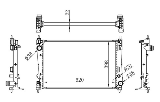 RADYATOR CORSA D 05 PUNTO 05 BRAVO II 07 1.3 JTD - 1.7CDTI MEK AC KLIMASIZ 620X395X27