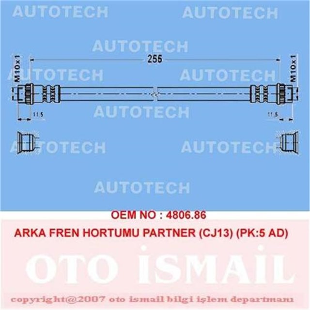 ARKA FREN HORTUMU PARTNER CJ13 PK:5 AD