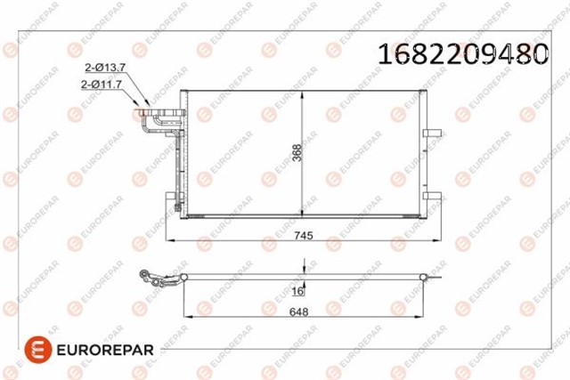 KLIMA RADYATORU KONDENSERI FOCUS CMAX 03 - 07 1.6 - 1.8 - 2.0 - 1.6TDCI - 1.8TDCI - 2.0TDCI 628X371X16