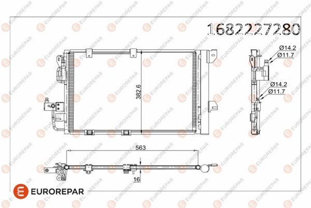 KLIMA RADYATORU KONDENSERI ASTRA G - ZAFIRA 1.2 16V - 1.4 16V - 1.6 16V - 1.8 16V - 2.0 1 6V 593X384X17