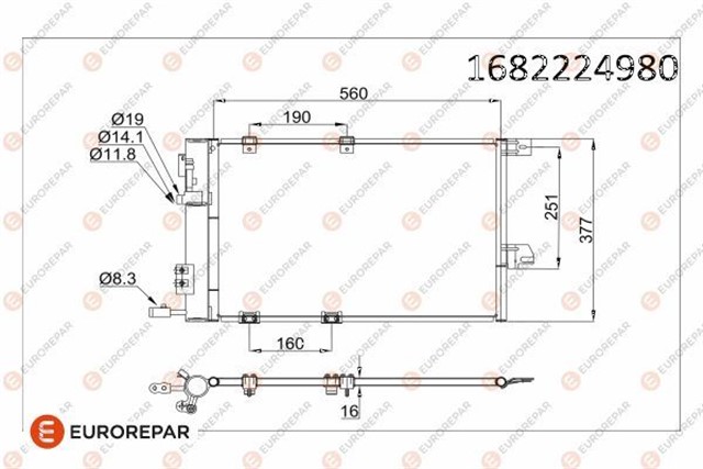 KLIMA KONDENSERI KURUTUCU ILE ASTRA G - ZAFIRA 1.2 16V - 1.4 16V - 1.6 16V - 1.8 16V - 2.0 1 6V 540X380X16